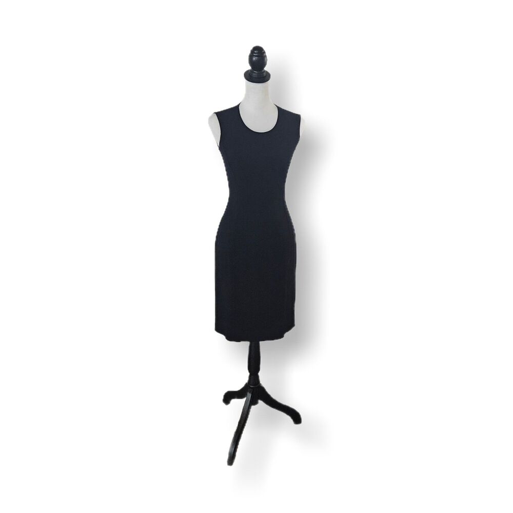 Celine Finition Main Midnight Navy Stretch Wool Sheath Dress Size 36 / US 4